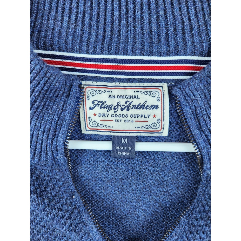 Flag & Anthem Mens‎ Blue Quarter Zip Mock Neck Knit Sweater, Size M - Picture 2 of 7
